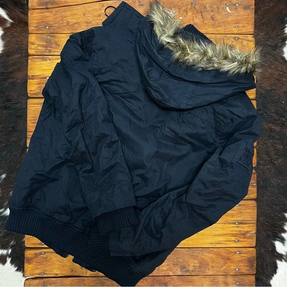 Superdry JPN faux fur hooded WindBomber jacket. NWOT - Picture 3 of 3